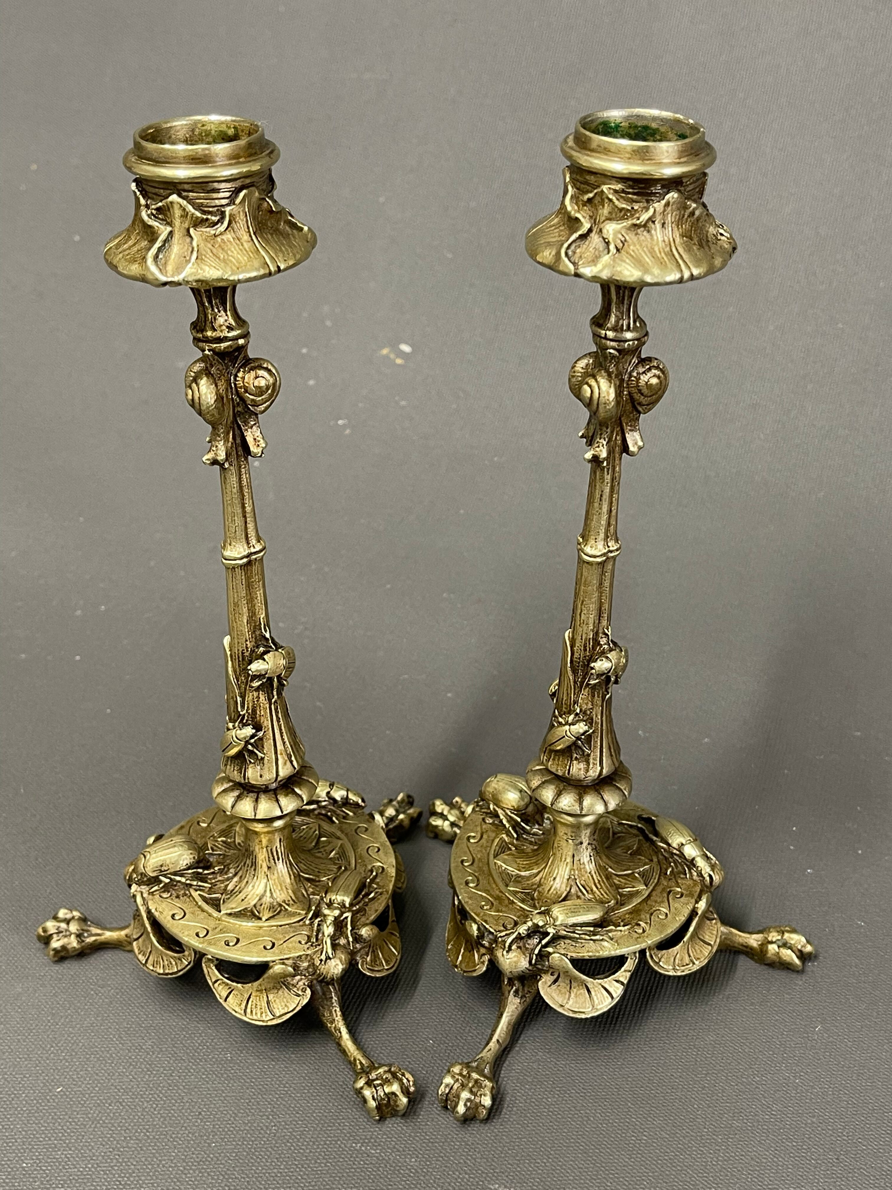 Pair of Art Nouveau Candlesticks (1900)in bronze