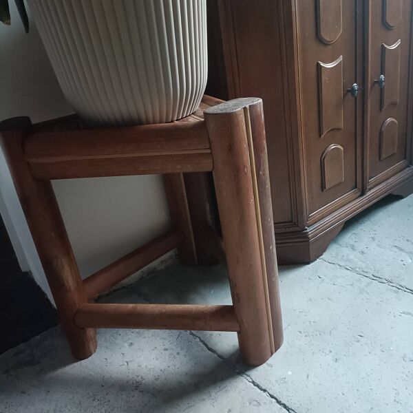 Tabouret en rotin brûlé années 60