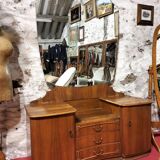 English art deco walnut hairdresser, vintage 1950