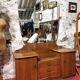 Coiffeuse anglaise art déco en noyer, vintage 1950