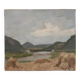 Landscape oil painting on hardboard by O. Couvreur, 1946