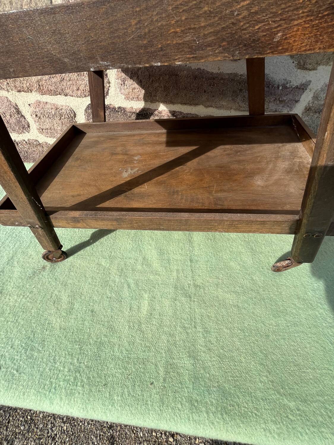 Wooden serving trolley