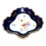 Cobalt blue polylobed basket bowl in LIMOGES Pallas porcelain 1930-40