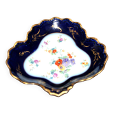 Coupe corbeille polylobée bleu cobalt en porcelaine de LIMOGES Pallas 1930-40