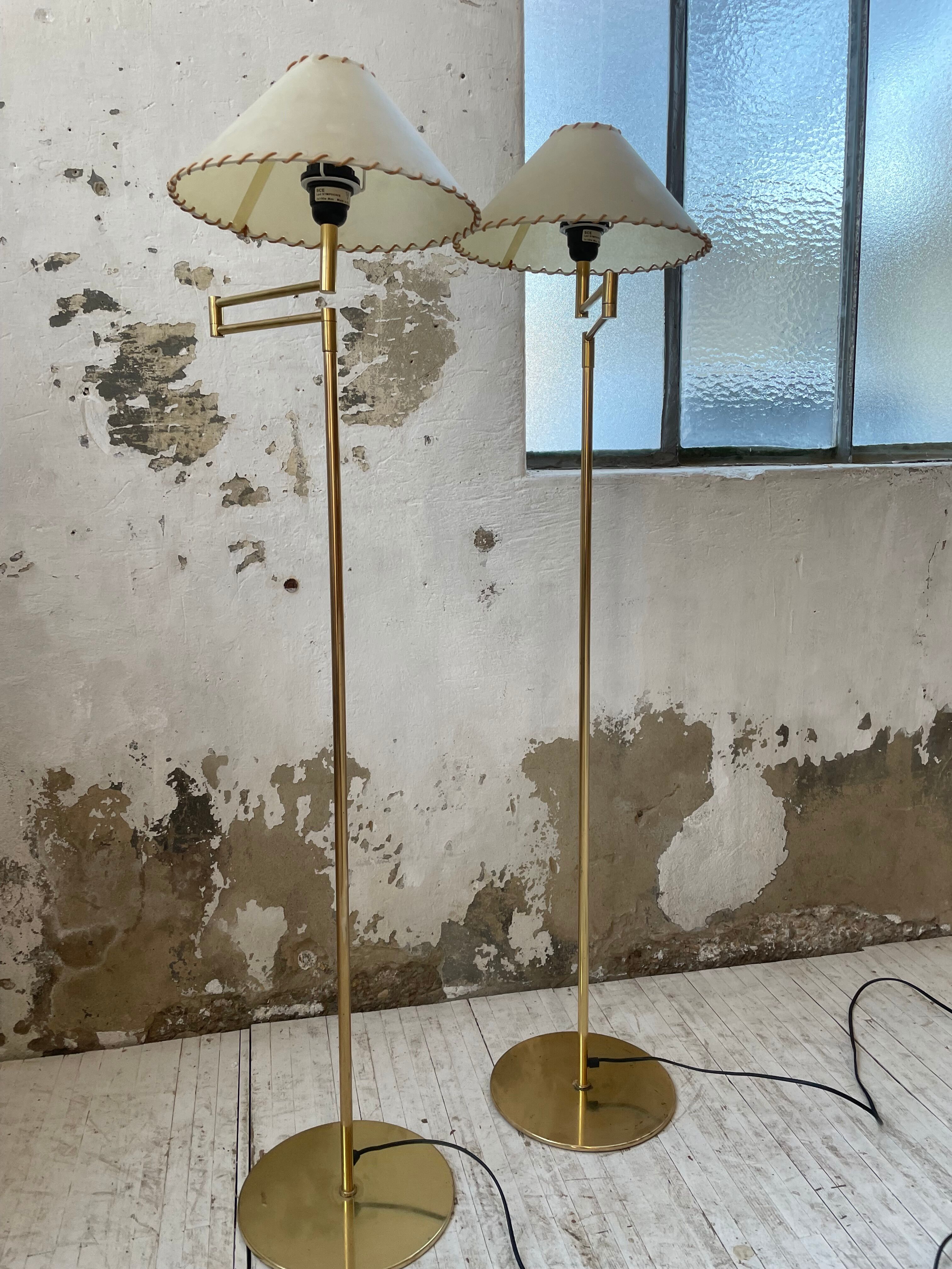 Pair of SCE floor lamps articulated brass 70s