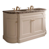 Classic double bathroom cabinet with marble top and gold fittings