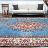 Blue Handmade Persian Vintage Rug 274x370 cm