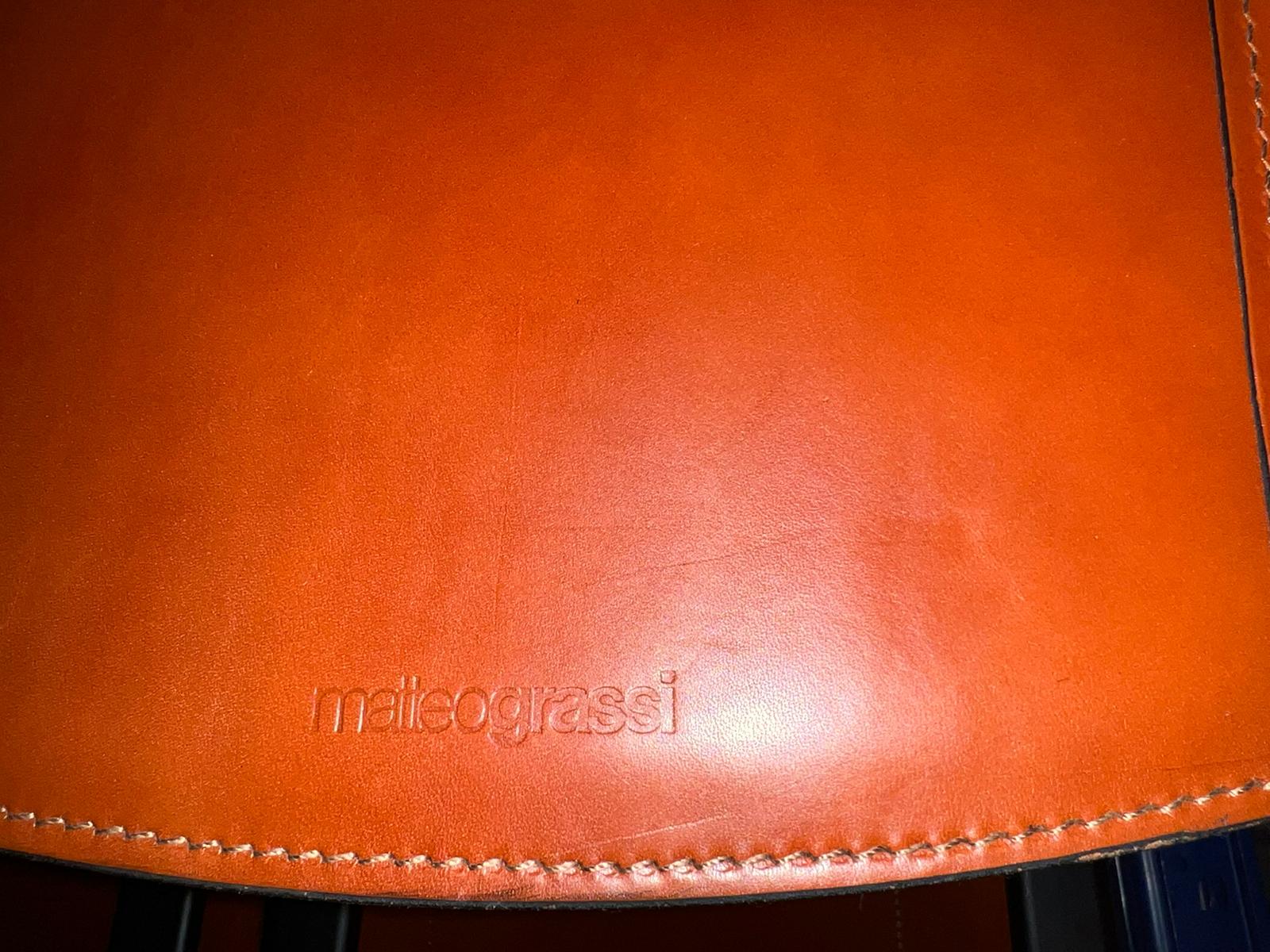 Chair Coral Mattéo Grassi in brown leather
