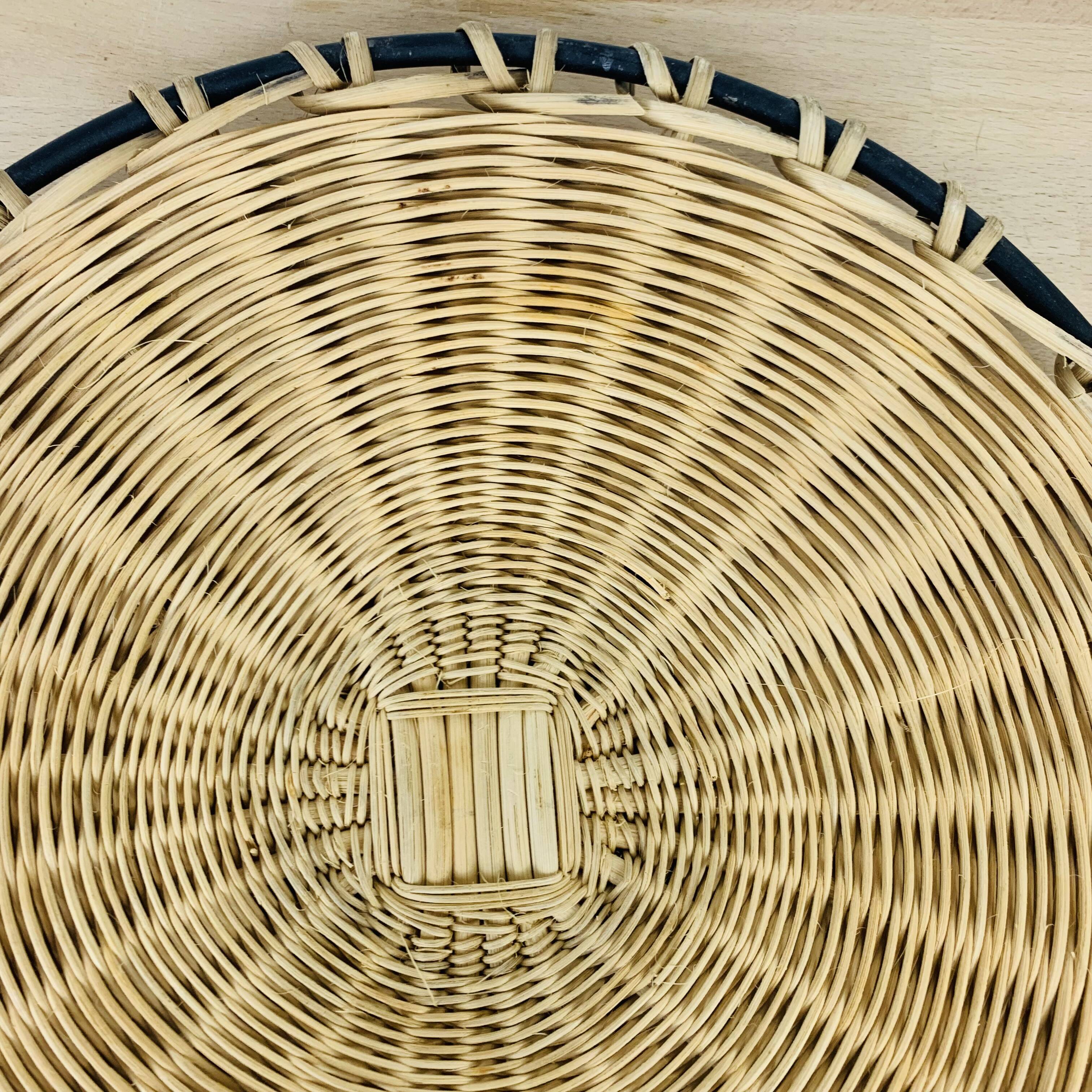 50s metal rattan tray