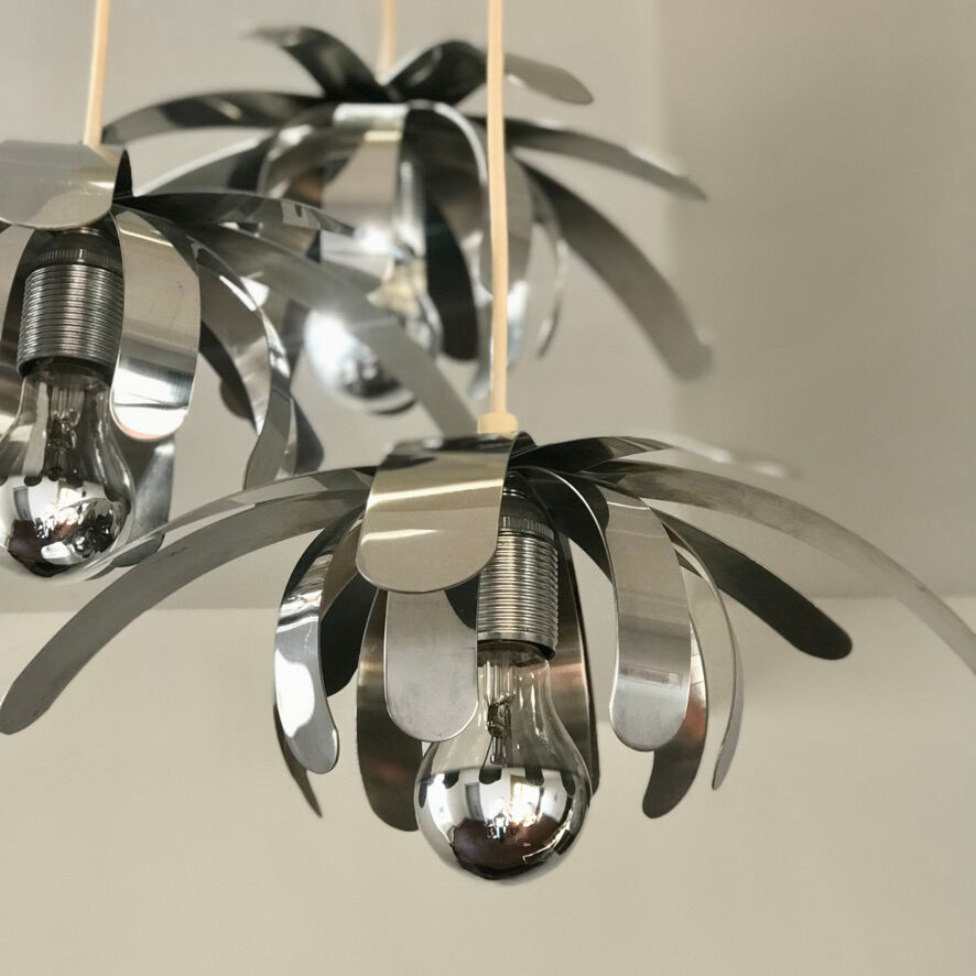 Suspension waterfall 3 flowers in chrome stainless steel