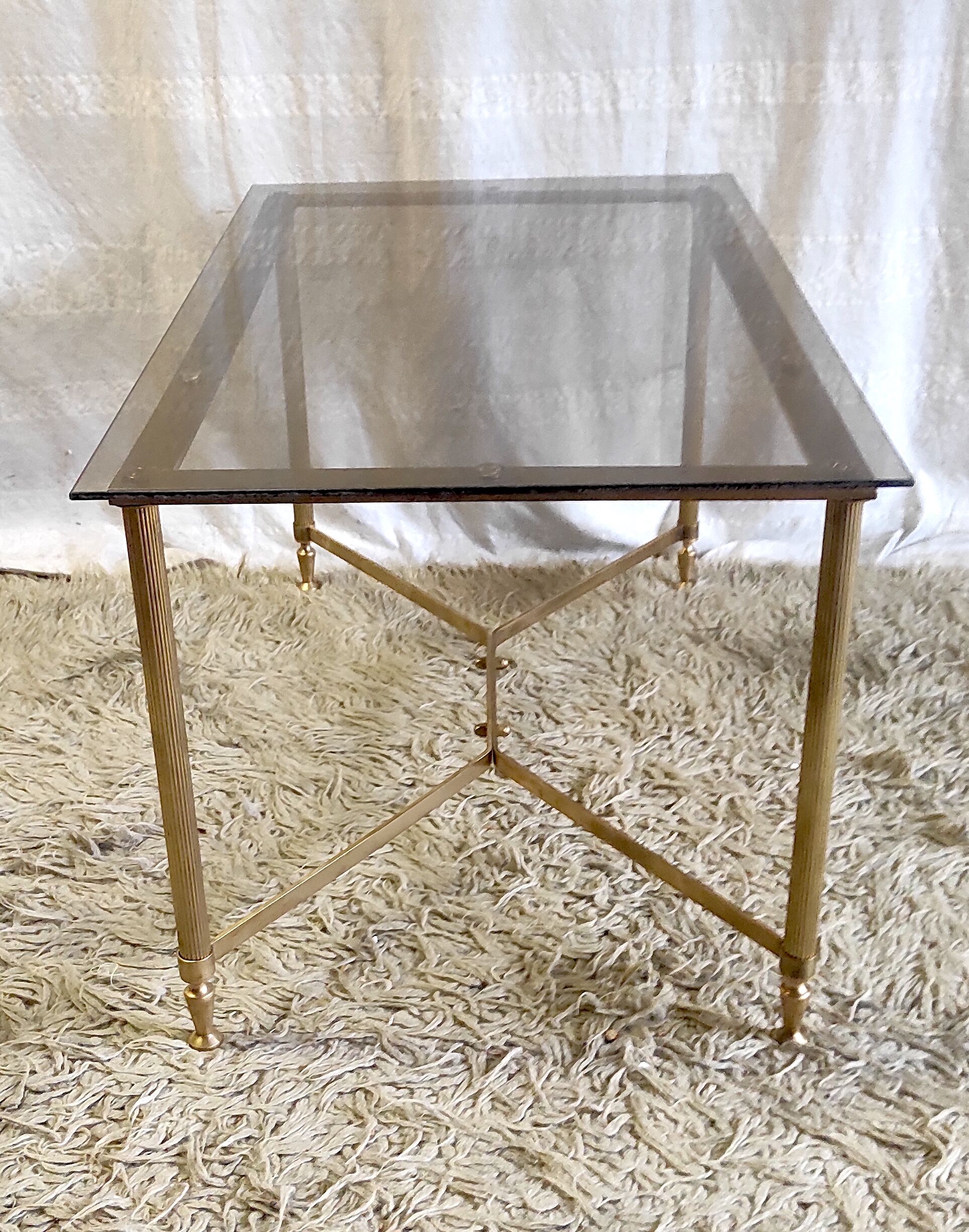 Brass coffee table and smoked glass 60s/70s