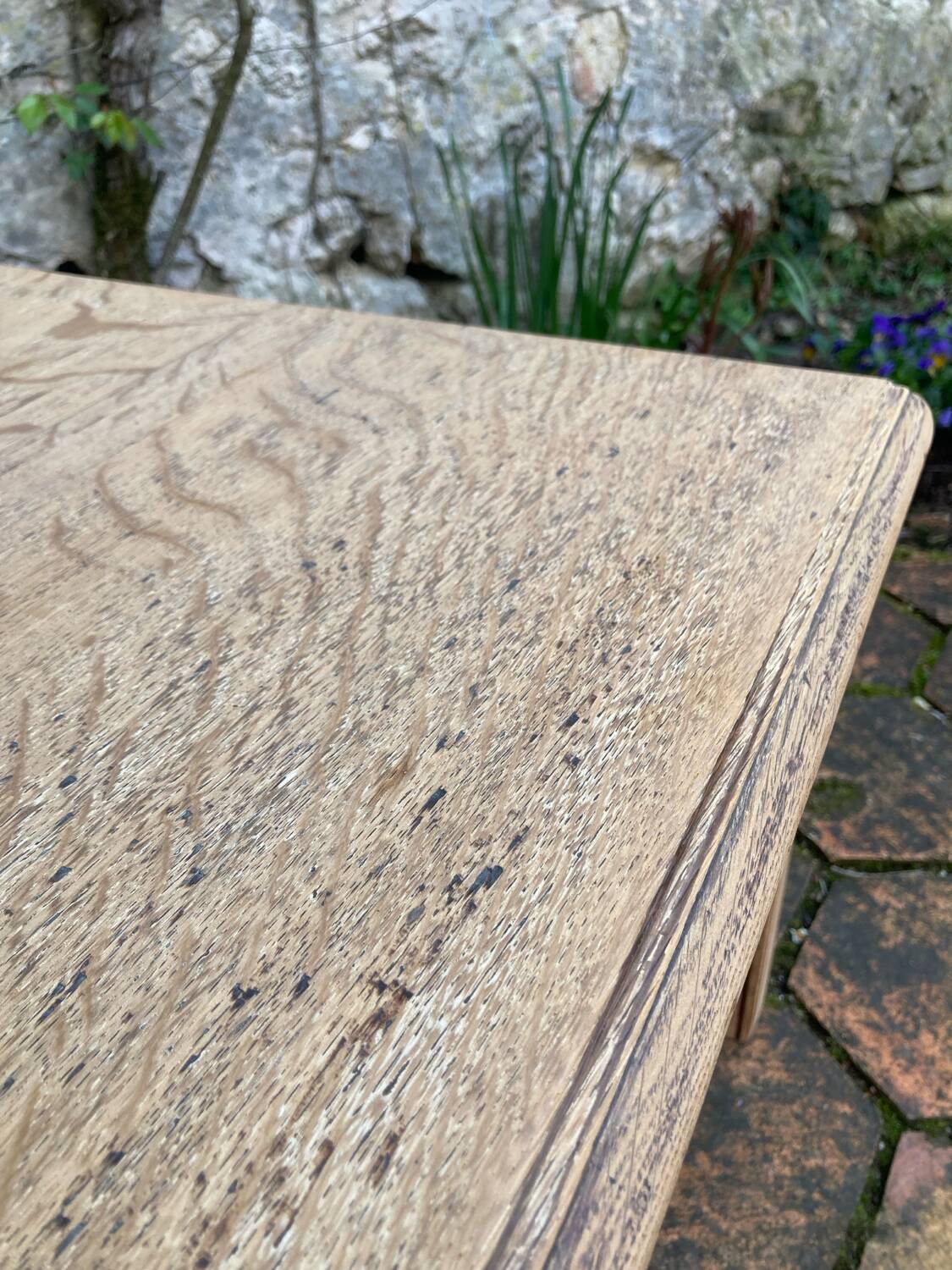 Table basse ancienne en chêne massif