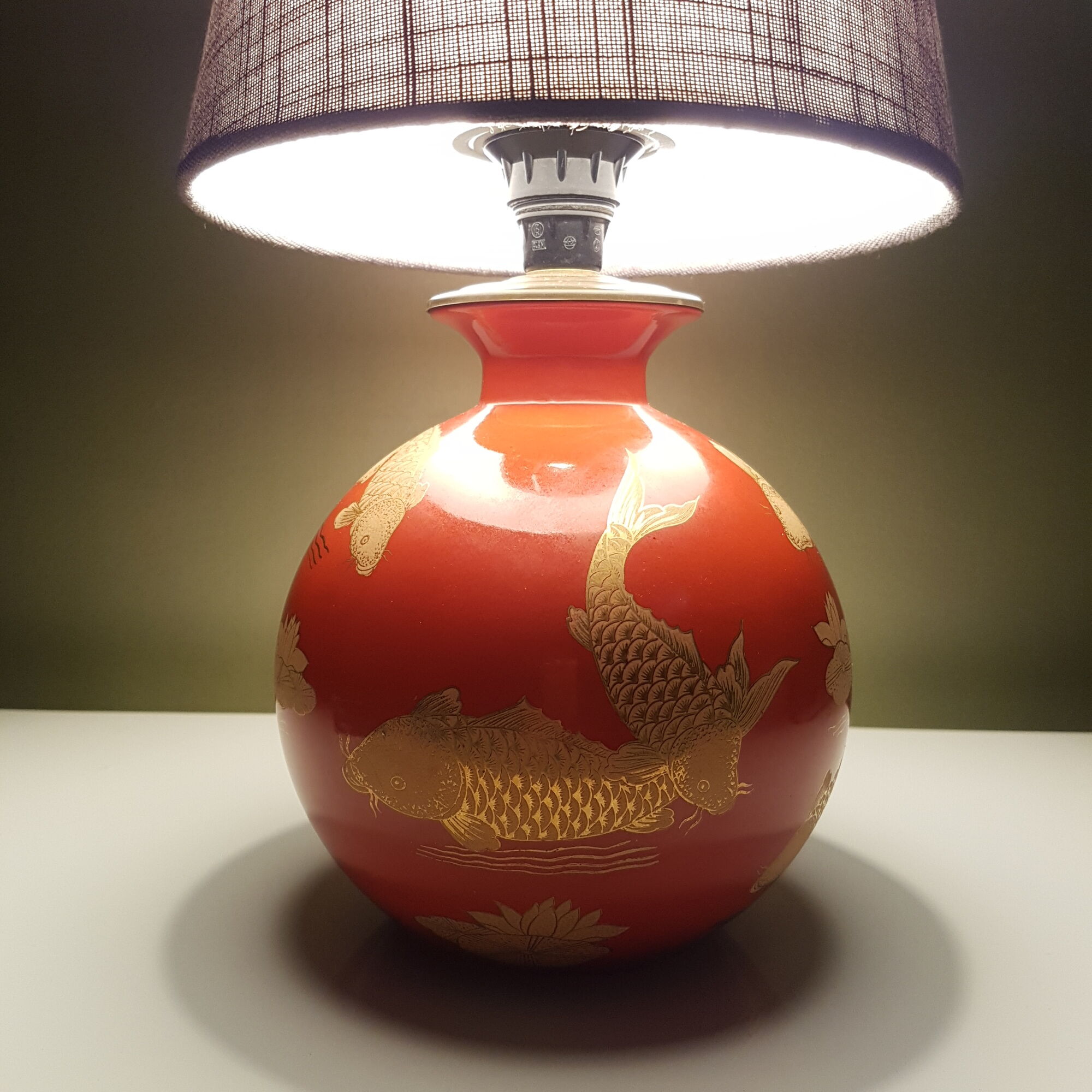 Lamp golden Carp Koi pattern