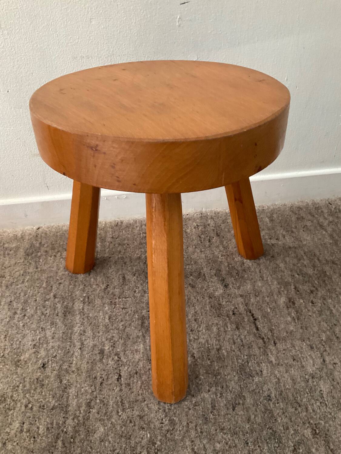 Solid pine tripod stool from the 70s