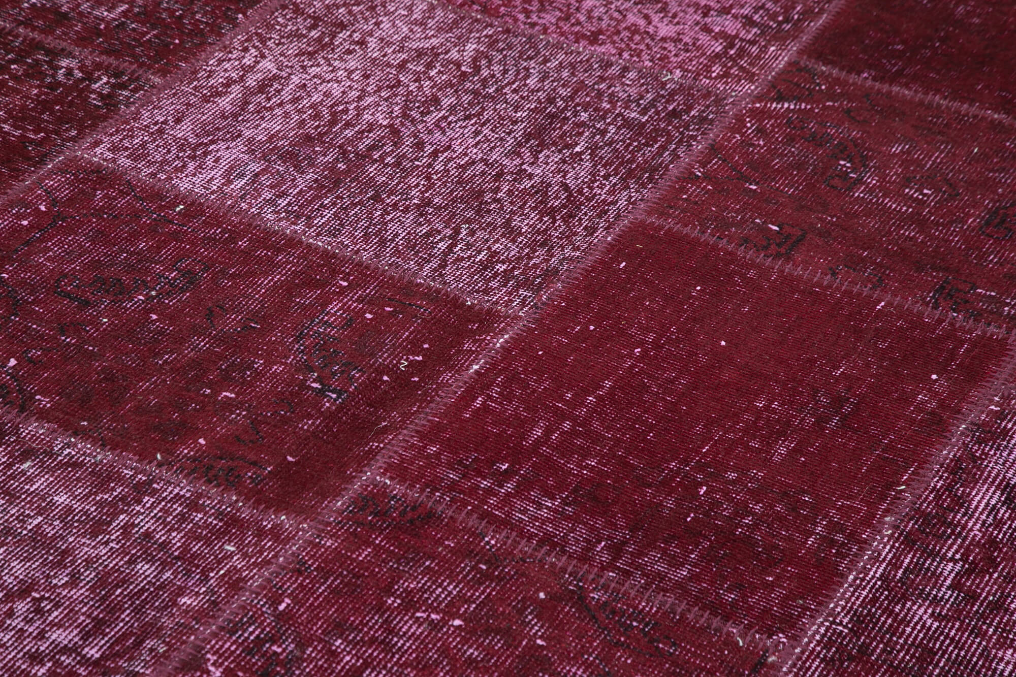 Tapis turc contemporain tissé à la main 199 cm x 300 cm tapis patchwork rouge
