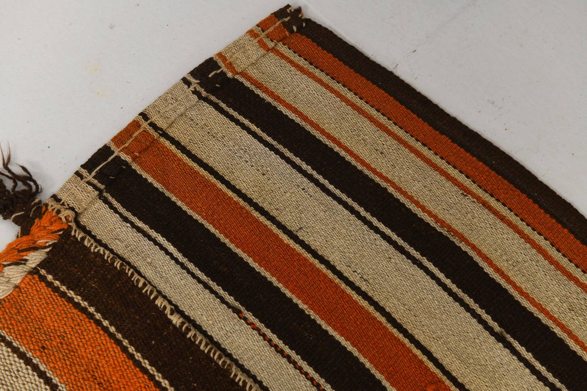 Tapis kilim turc en laine à rayures multicolores 7x8, 195x259 cm