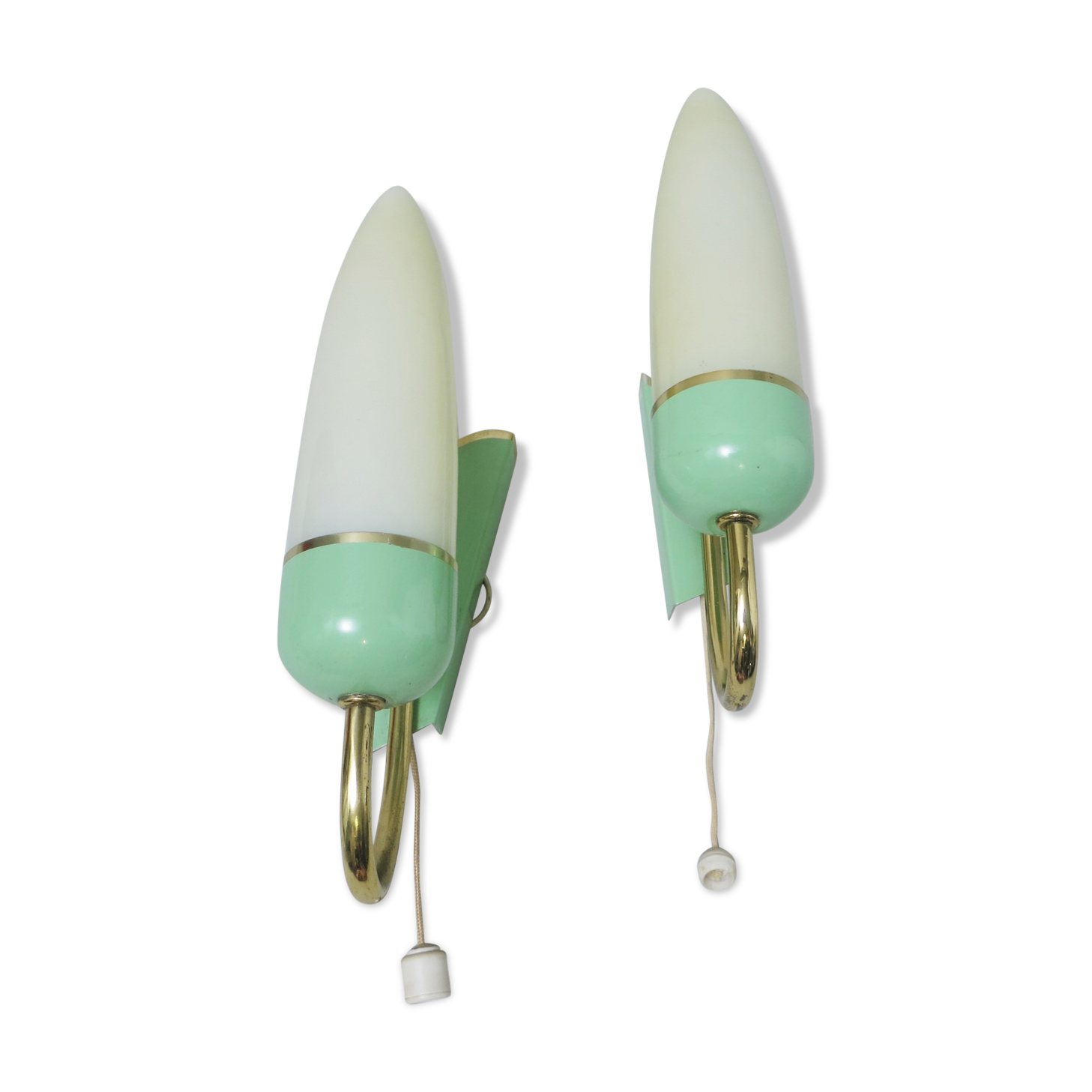 Pair of italian 50's pale green and gold