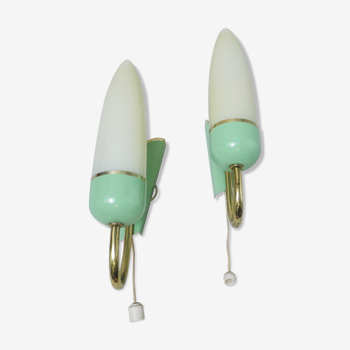 Pair of italian 50's pale green and gold