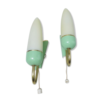 Pair of italian 50's pale green and gold
