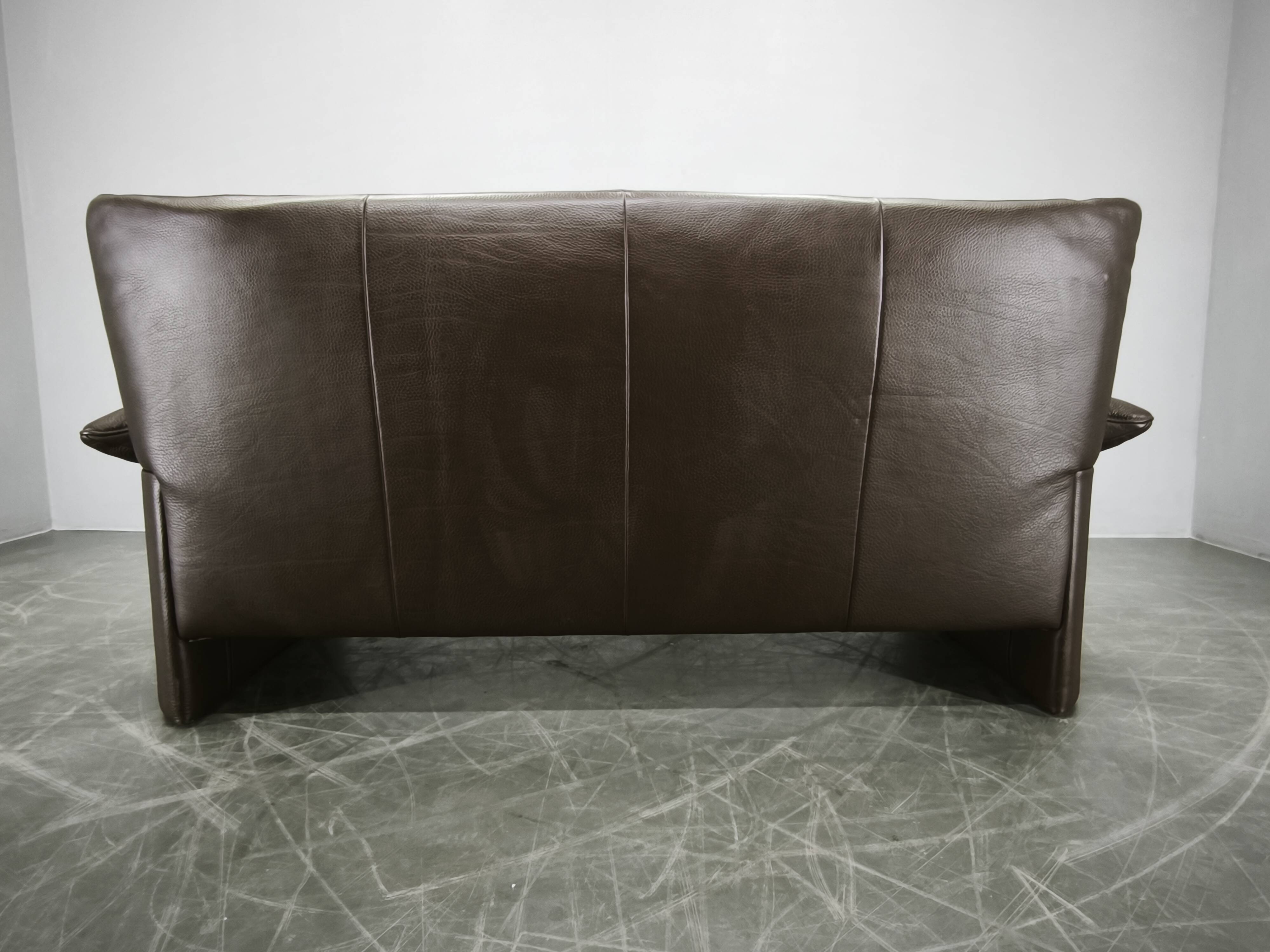 Jori Dark Brown Leather Two Seat Sofa, Belgium, 1990s