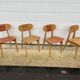 Série de 4 chaises paillées 1950 Roger landault  éditeur robert sentou