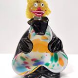 Black and Multicolored Murano Glass Clown Trinket Bowl / Ashtray, Italy