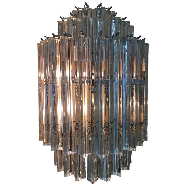 Clear “triedro” murano glass wall sconce