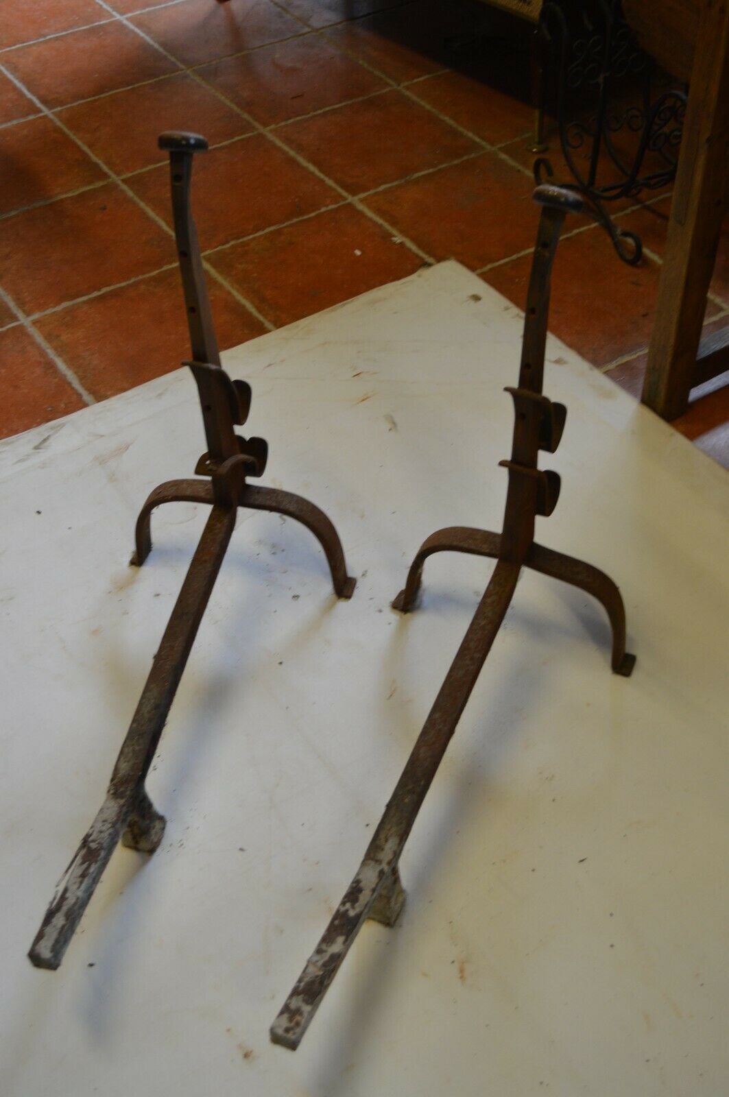 Pair of wrought iron chenets