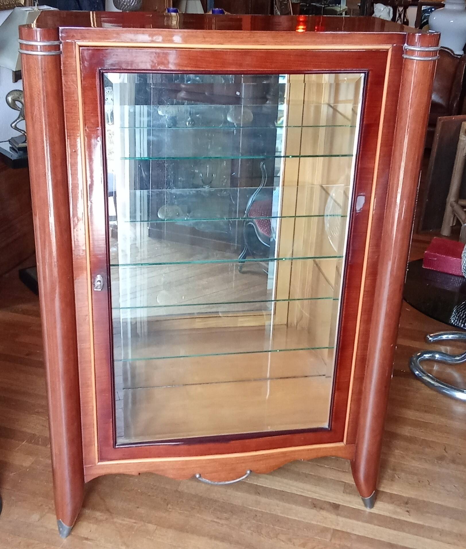 Antique illuminated Art Deco display cabinet