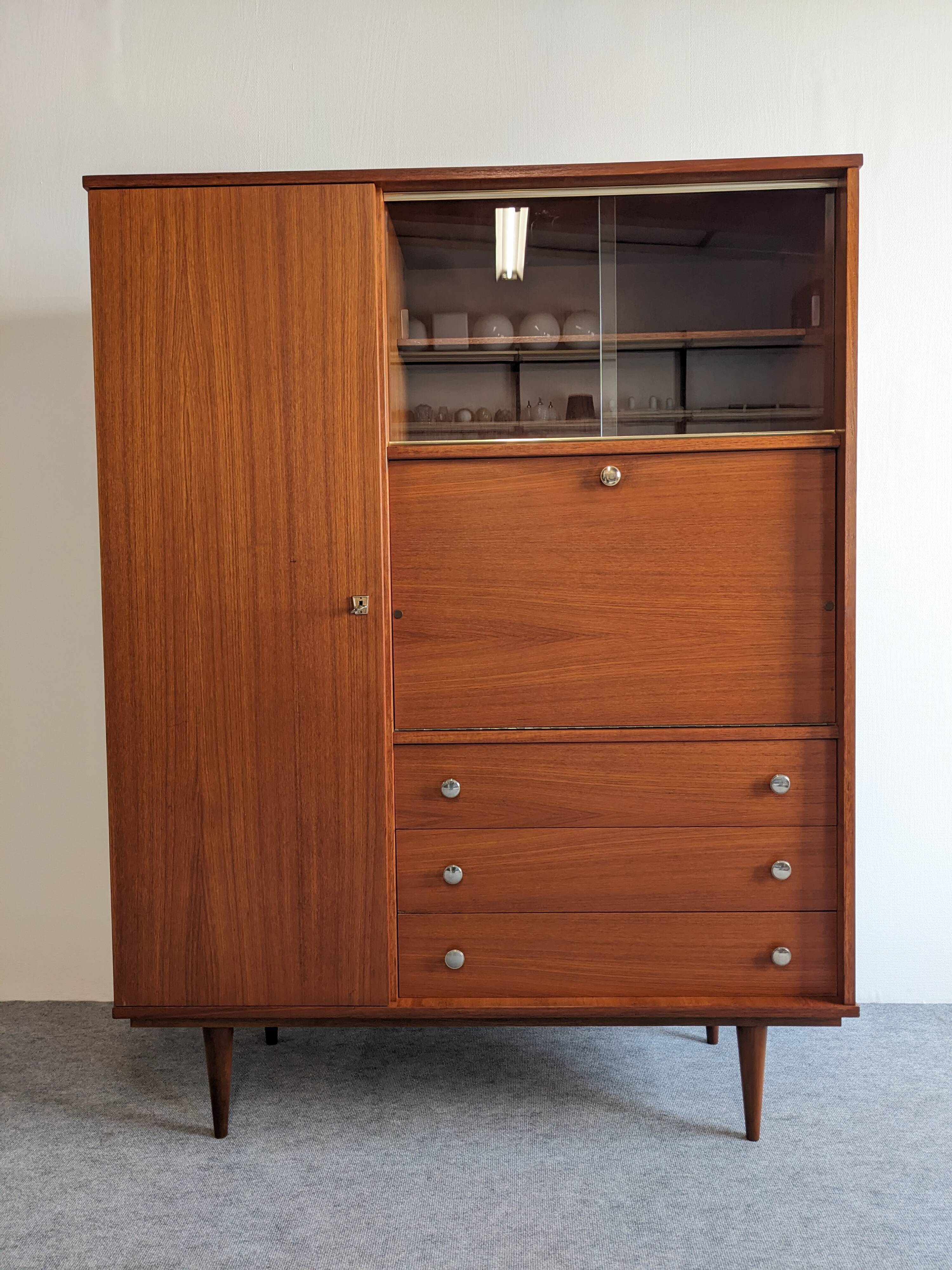 Armoire vitrine et secrétaire en palissandre années 50/60