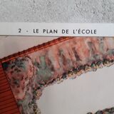 School poster 50s, Rossignol editions, cardinal points the school plan