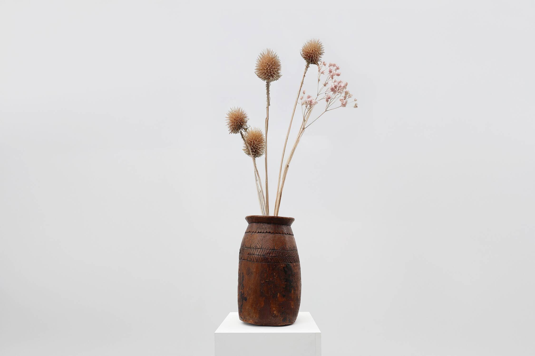 Rare Rustic wabi sabi style vase in solid wood, France 1800s