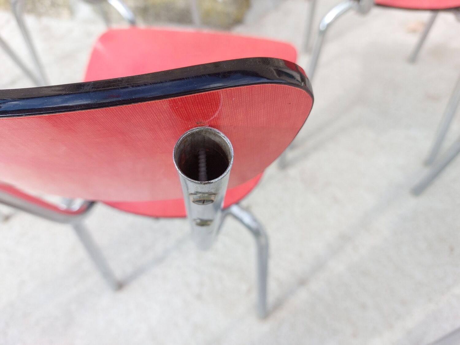 Red formica chairs