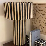 Minimalist bedside table lamp raffia Striped zebra black
