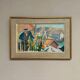 Swedish Original Oil on Canvas – "Figure Near a Flower Fence" by Carl Gunne – Signed – Vintage and Framed – 69.5 × 48 cm (27.4" × 18.9")