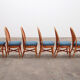 Bohemian bamboo mcguire dining table set with 6 palm leaf chairs, 1960 france.