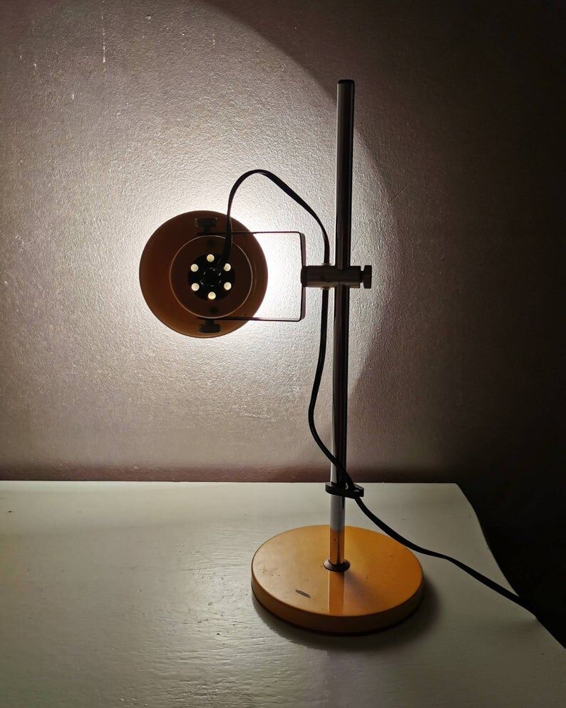 Vintage yellow metal desk lamp 70s