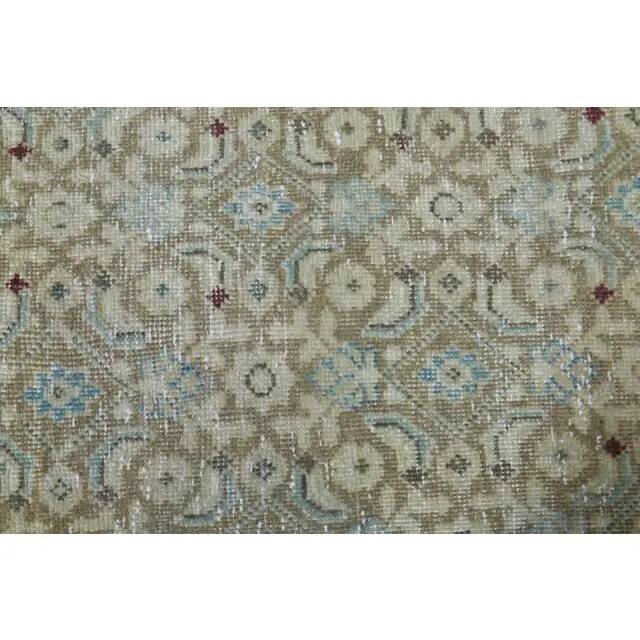 1970s Vintage Persian Handmade Wool Cotton Green Area Rug 295x400