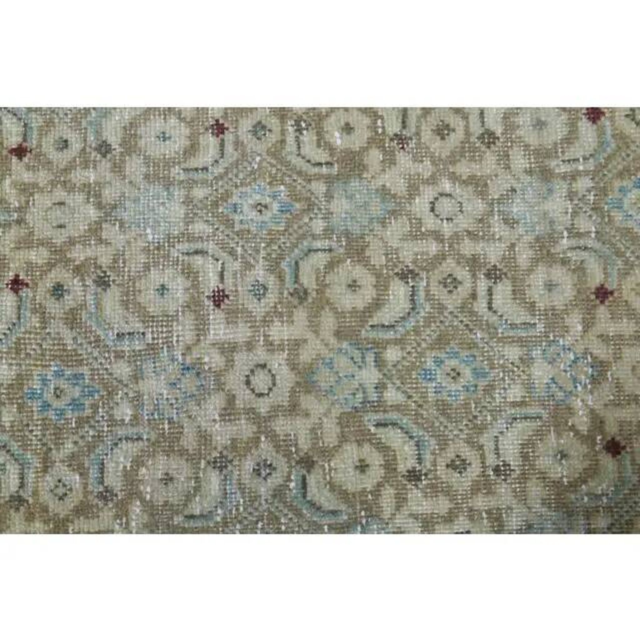 1970s Vintage Persian Handmade Wool Cotton Green Area Rug 295x400