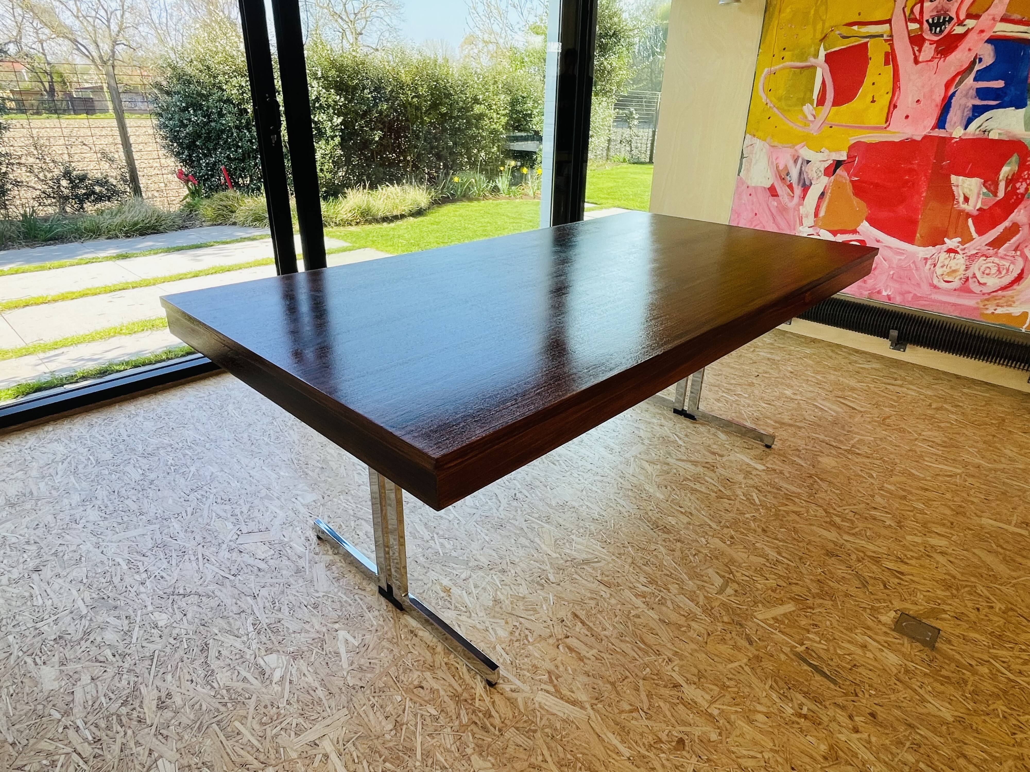 Desk that can serve as a dining table.
