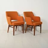 Pair of orange Oslosund armchairs by Kinnarps, 1950s