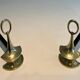 Paire de Chenets en Bronze Néoclassiques en Forme de Lampes Antiques à Anne
