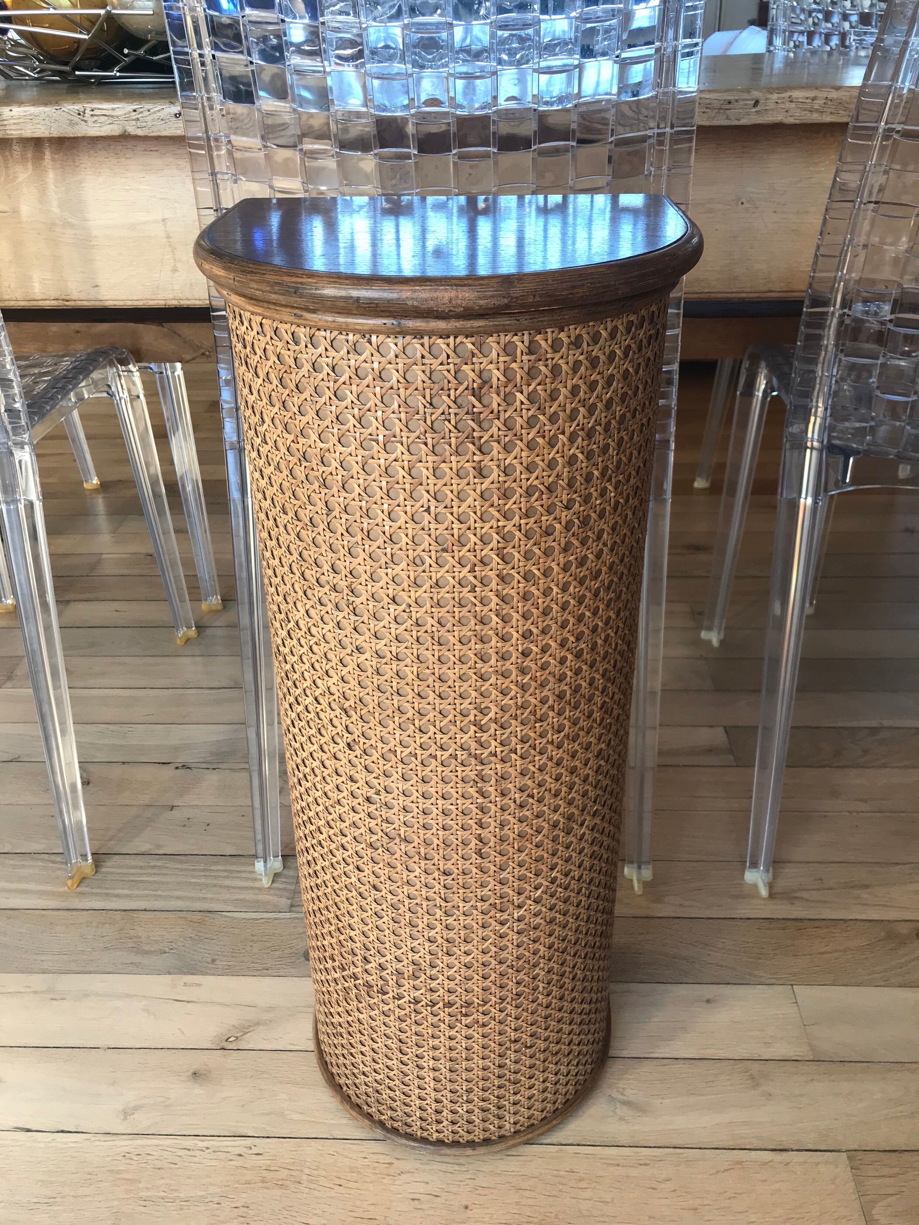 Bread hutch in oak wood and canning made in france 50s