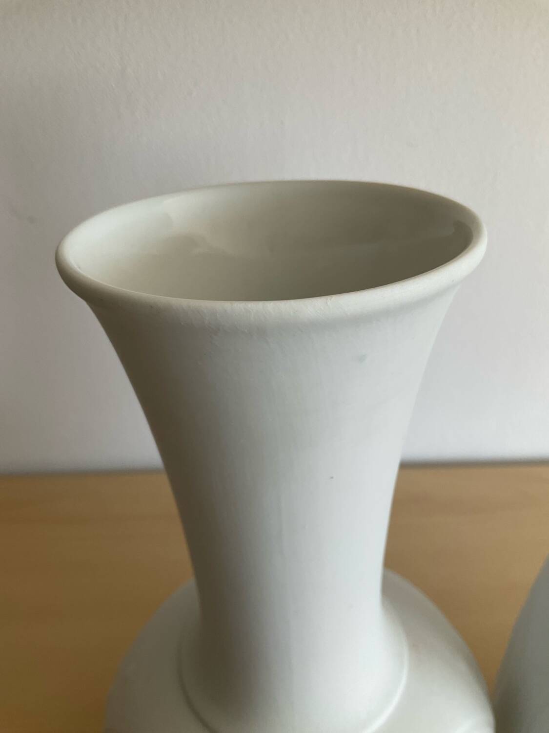 Trio of Op Art vases by KPM Germany in biscuit porcelain