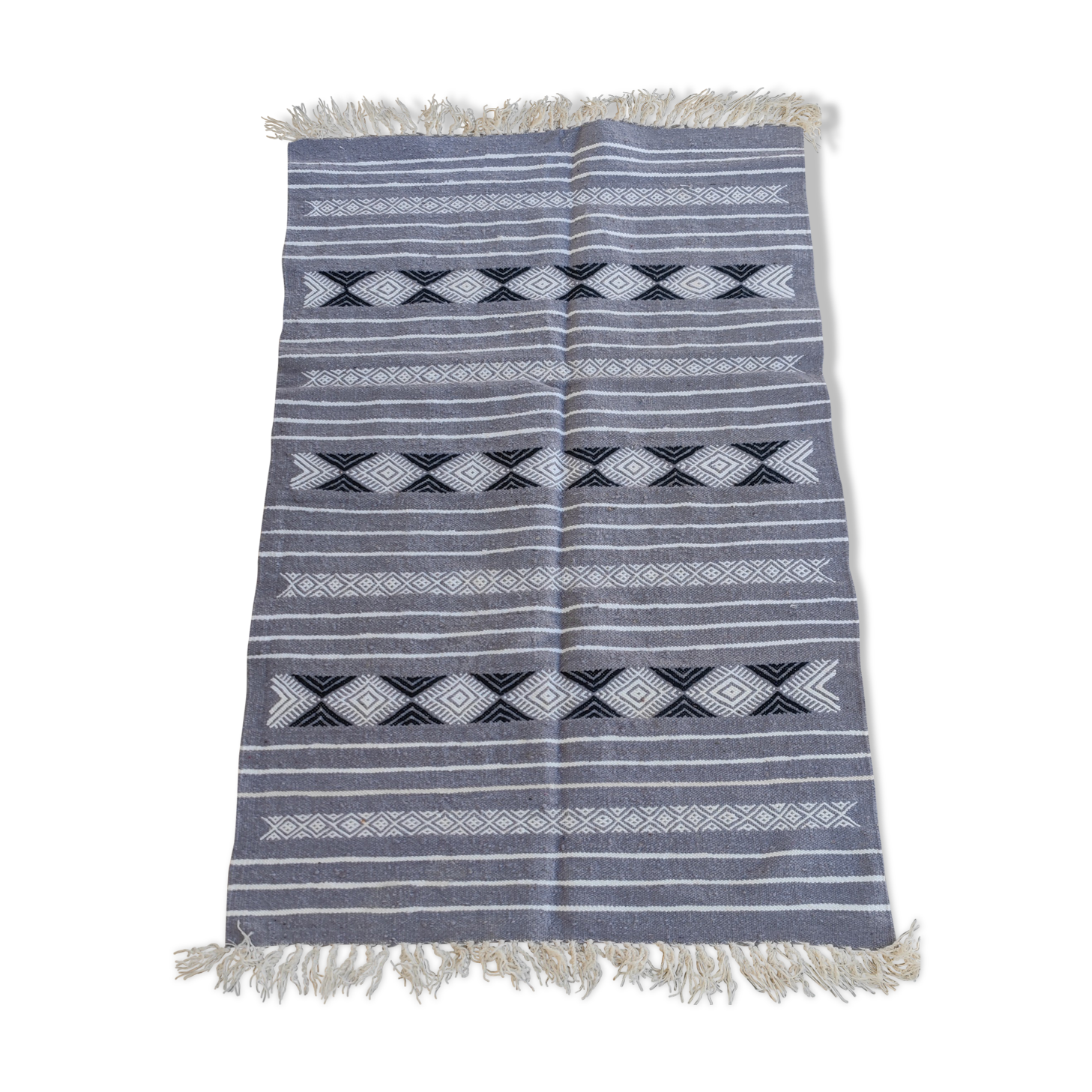 Hand-woven kilim rug in natural wool, 145x90 cm
