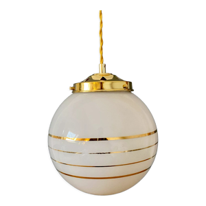 Suspension globe vintage - opaline blanche