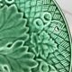 3 dessert plates from the 19th century Salins with a green vine leaf pattern.