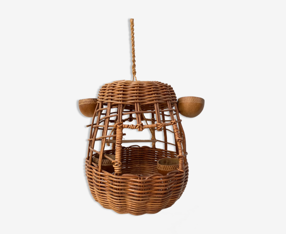 Cage à oiseaux en osier tressé