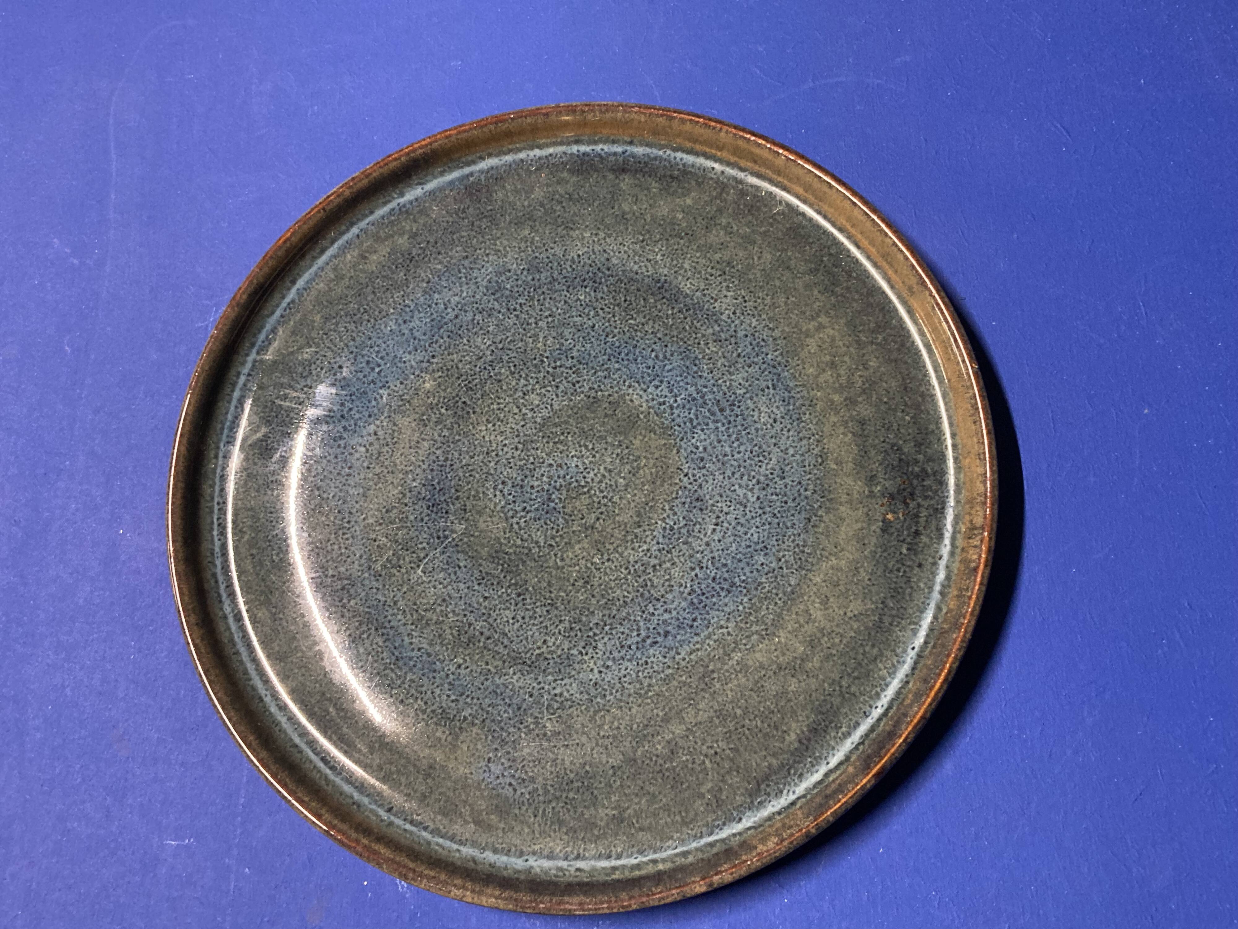 Blue earthenware plate