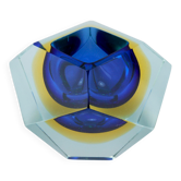 Faceted diamond caviar bowl Mandruzzato Sommerso, Murano glass, Italy, 1960s